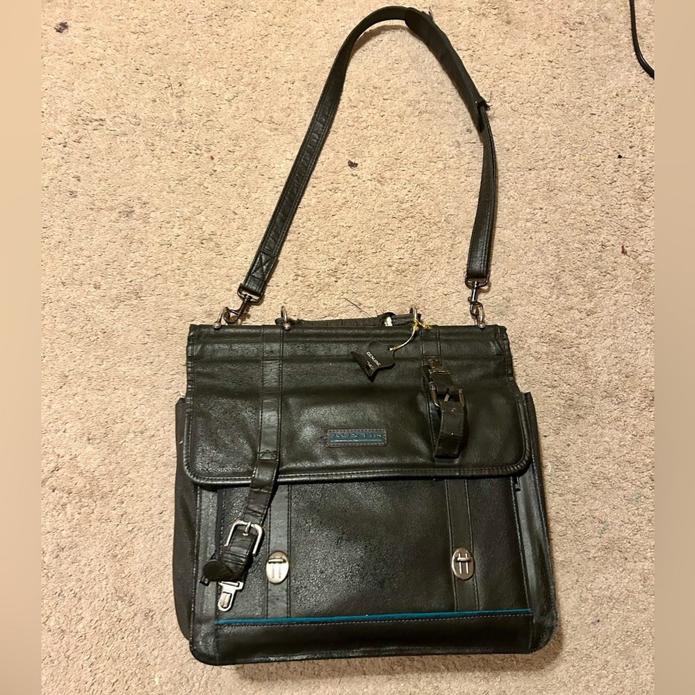 Vintage Austin Black Leather Briefcase